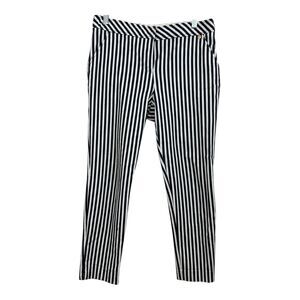 Trina Turk Moss 2 Cropped Ankle Pants Size 8 Navy Blue White Stripe Tapered